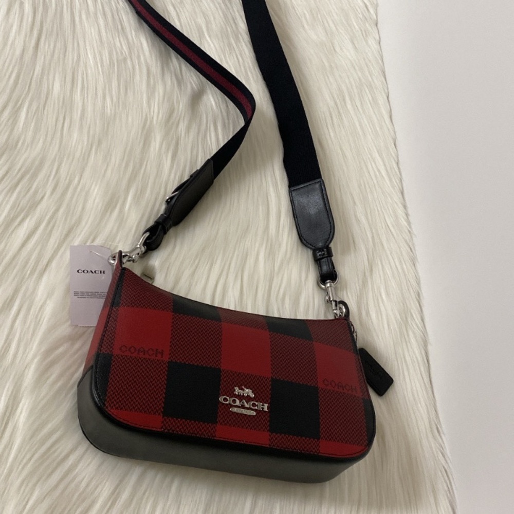 NWT Coach Jes Baguette With Buffalo Plaid Purse - Picture 9 of 13